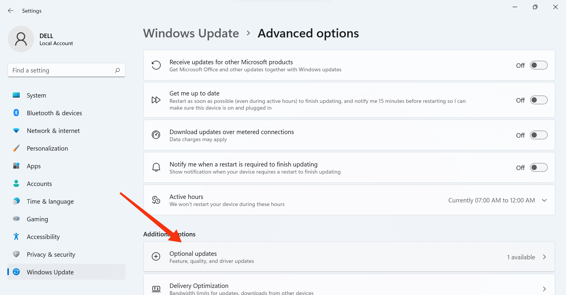 Actualizaciones opcionales para instalar el controlador en Windows