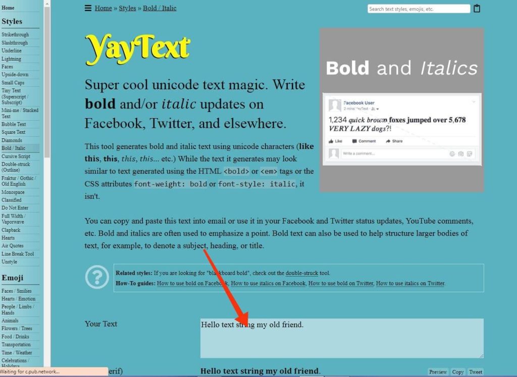Página de inicio de YayText
