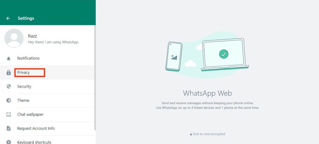 Configuración de privacidad de WhatsApp