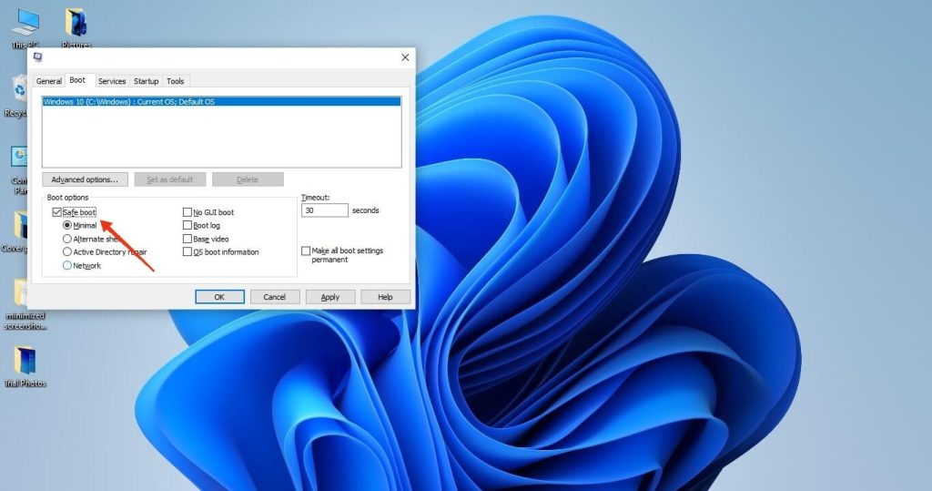 modo seguro desde msconfig Windows 11