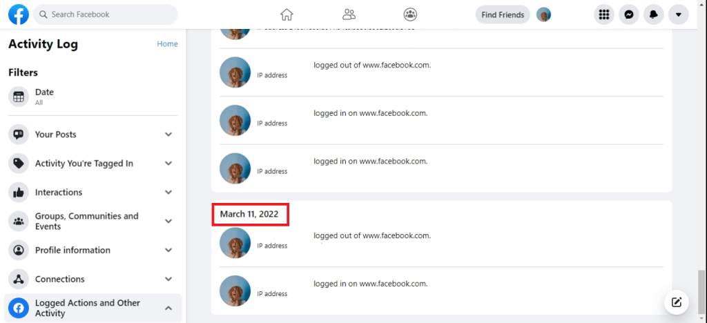 Primera fecha de inicio de sesión