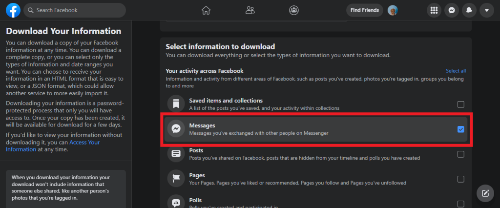 Seleccione mensajes para ver los mensajes no enviados en Messenger