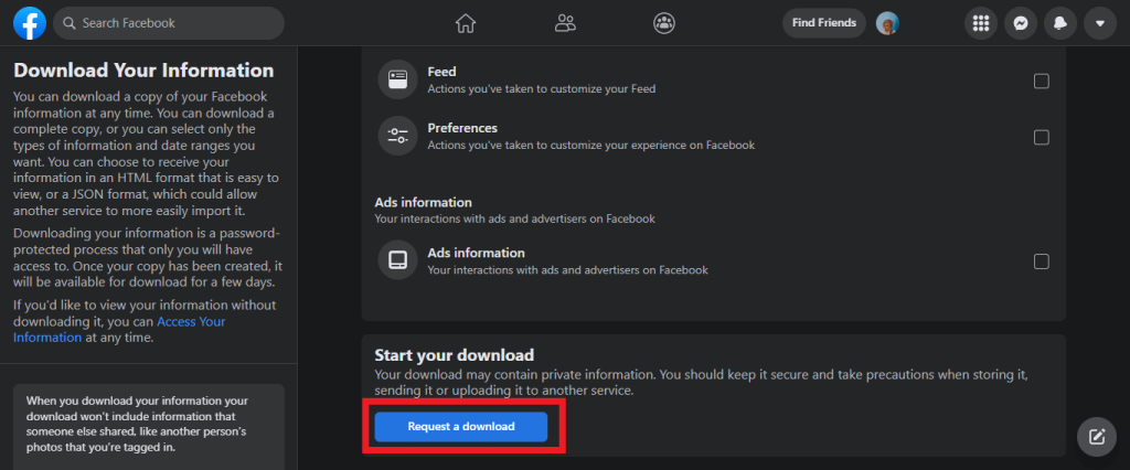 Descargar mensajes en el messenger.