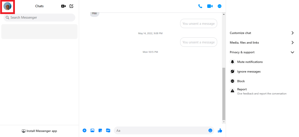 Facebook Messenger en el sitio web