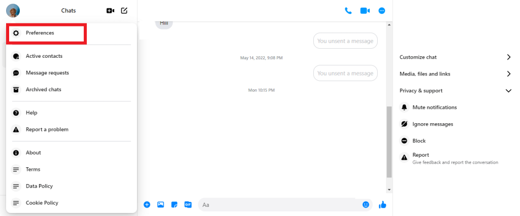 Configuración de mensajería de Facebook