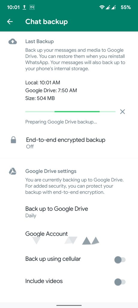 Sube el archivo a Google Drive para cambiar el teléfono de WhatsApp