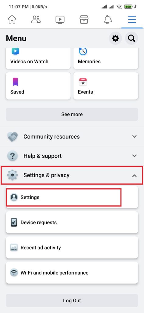Configuración de Facebook y mensajería
