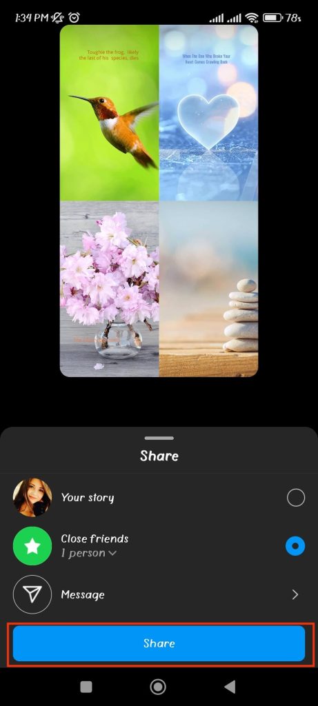 compartir numerosas fotos en la historia de Instagram