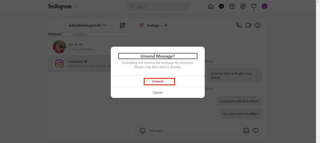 borrar mensajes en instagram 