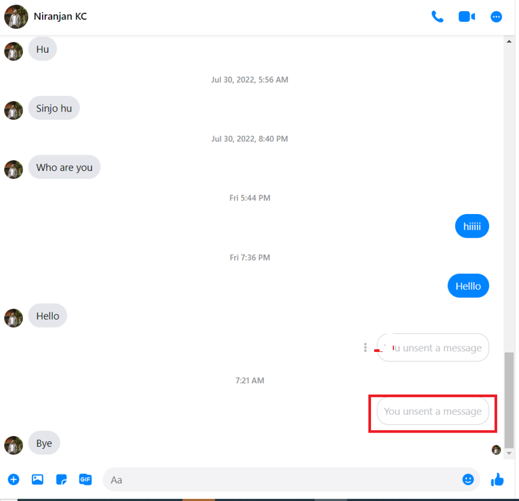 El mensaje en Messenger ya ha sido eliminado.
