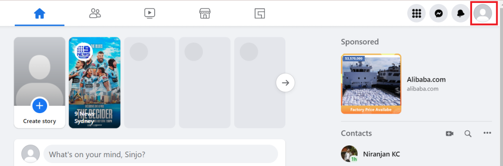 toque el icono de perfil